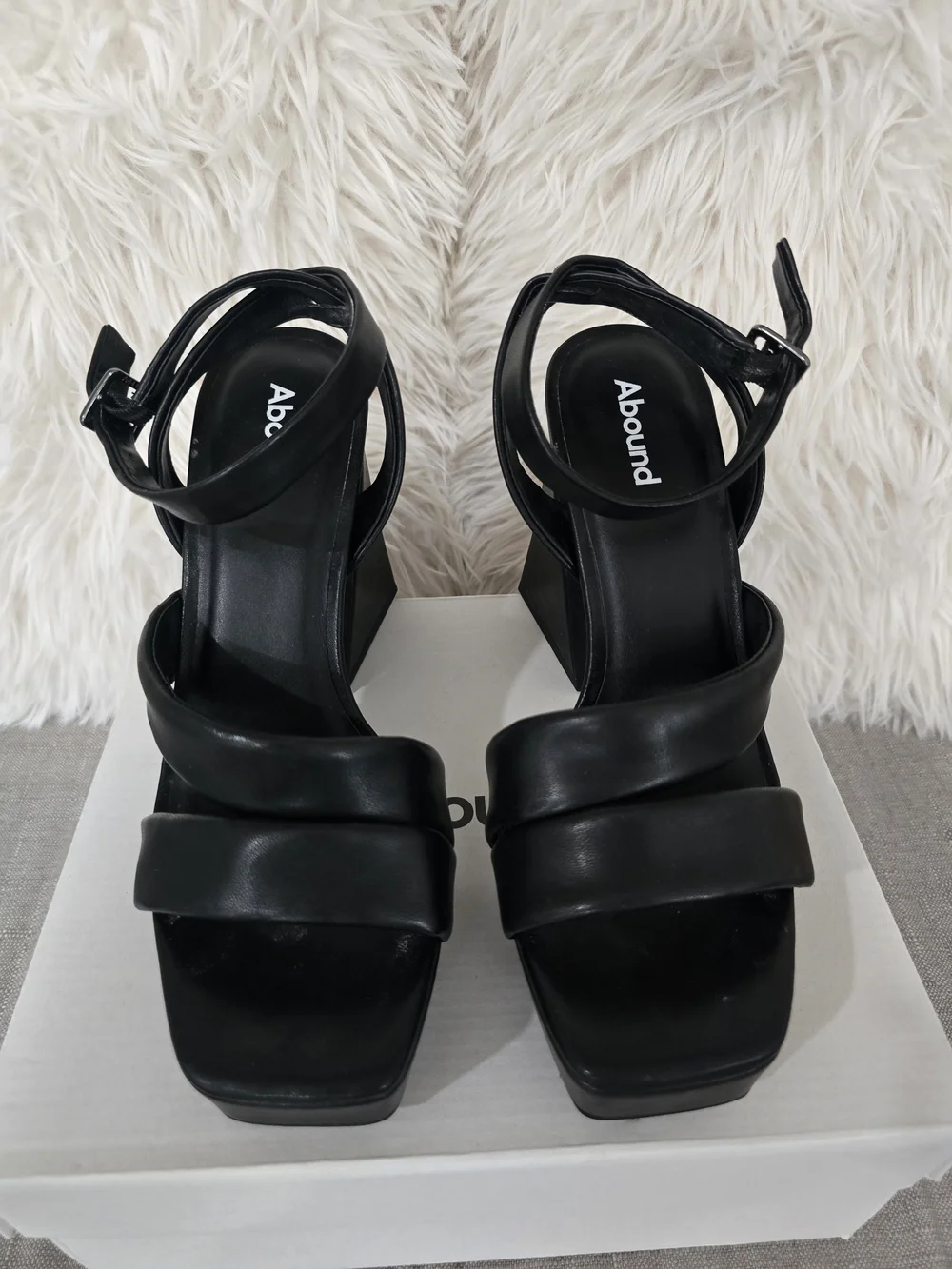 Abound Black Padded Crossover Platform Sandals with Block Heel